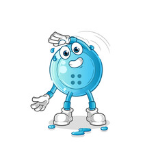 shirt button stretching character. cartoon mascot vector