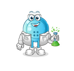 shirt button scientist character. cartoon mascot vector