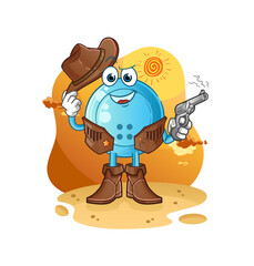 shirt button cowboy with gun character vector