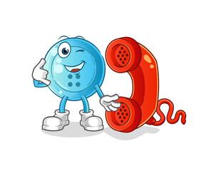 shirt button call mascot. cartoon vector