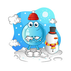 shirt button in cold winter character. cartoon mascot vector