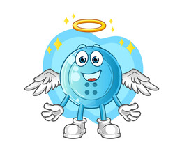 shirt button angel with wings vector. cartoon character