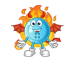 shirt button demon with wings character. cartoon mascot vector