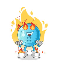 shirt button on fire mascot. cartoon vector