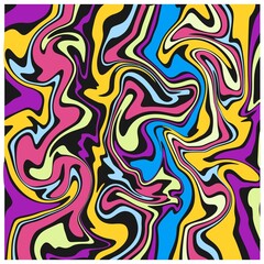 Bright multicolor curved lines background. Shiny neon wavy pattern. Abstract psychedelic design inspiration.