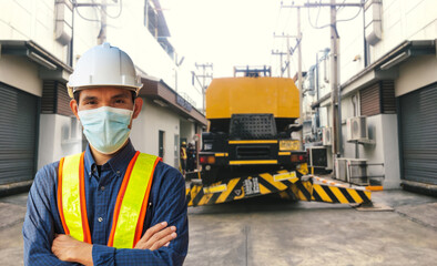 Engineer working in factory for industrial with technology machine equipment