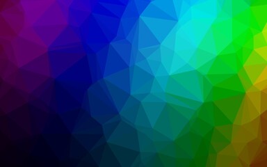 Dark Multicolor, Rainbow vector shining triangular background.