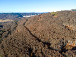 Aerial view of Petrohan Pass, Balkan Mountains, Bulgaria