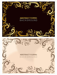 creative style flower art background doodle hand drawn vector gold vintage color