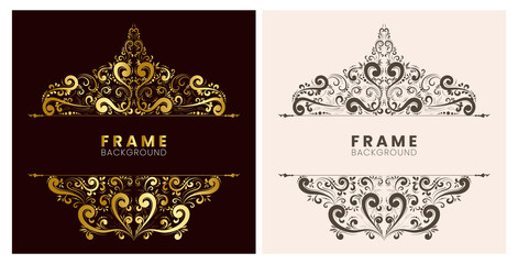 set frame vintage gold concept floral abstract vector design