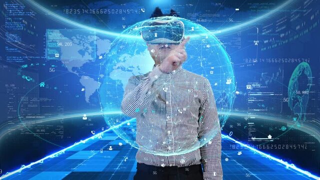 Wear smart glasses to experience vr virtual reality world