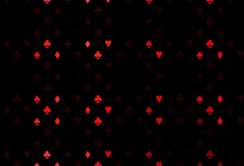 Fototapeta na wymiar Dark red vector pattern with symbol of cards.