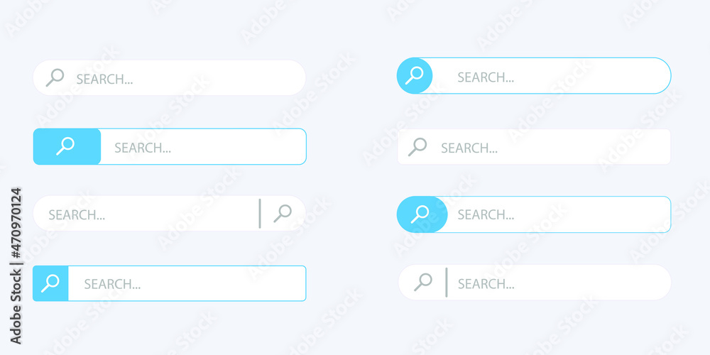 Poster search bar for ui, design and web site. search address and navigation bar icon. collection of search