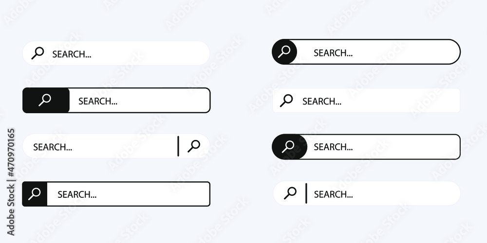 Poster web search bars set. search bar, search boxes collection.vector set computer illustration searched n
