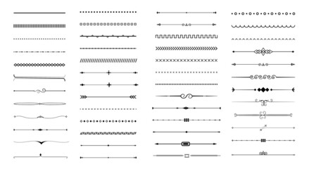 Hand-drawn vector line border. Lines, borders, underline pencil strokes, drawing dividers. set of vintage line in vector.