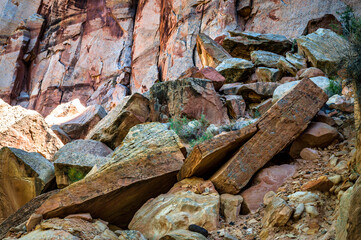 Huge fallen rocks at Capitol Reef National Park, Utah. 