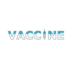 Vaccinated logo concept. Flat style sticker label card design template with syringe. Vaccination campaign design template for clinic, poster, banner, print, textile, badge. Vector illustration