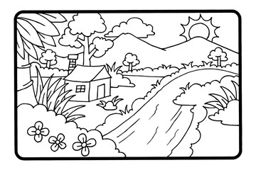 Mountain View coloring book or page, education for children