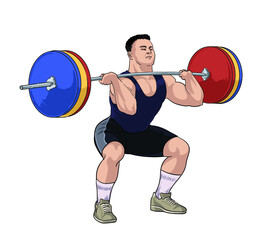 Drawing weightlifting athlete, sport collection, art.illustration, vector