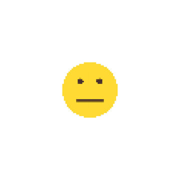 straight face emoticon pixel art icon