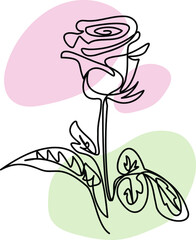 rose art line flower sketch