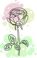 rose art line flower sketch