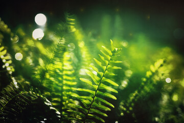 Forest fern (Polypodiophyta), bokeh background © Liudmila Dmitrieva