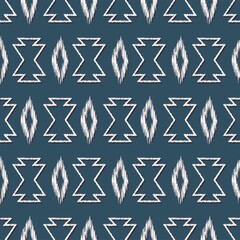 Vector native aztec and rhombus shape seamless background. Ethnic tribal blue color simple pattern design. Use for fabric, textile, interior decoration elements, upholstery, wrapping.