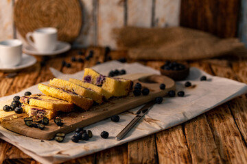 Rich homemade and natural blueberry bread for the diet