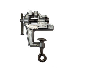 From a home toolbox. Metal vise.