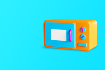 3D icon microwave isolated on blue background. 3d render illustration