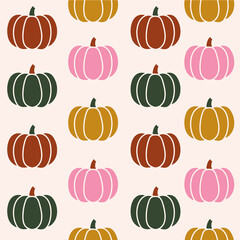 Colorful pumpkin seamless pattern vector illustration.