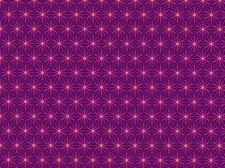 Abstract deep pink and yellow pattern on red brown background.