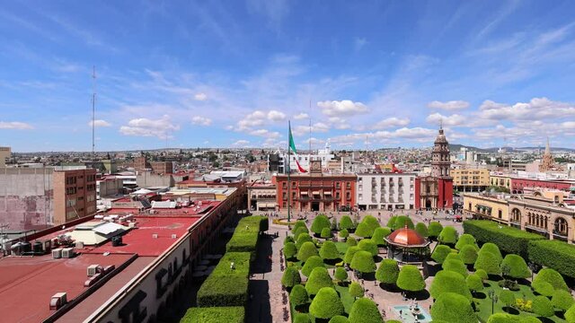 Leon, Mexico, Central city plaza - the Martyrs Plaza of January 2 (Plaza de los Martires del 2 de enero), one of the main city tourism attractions.