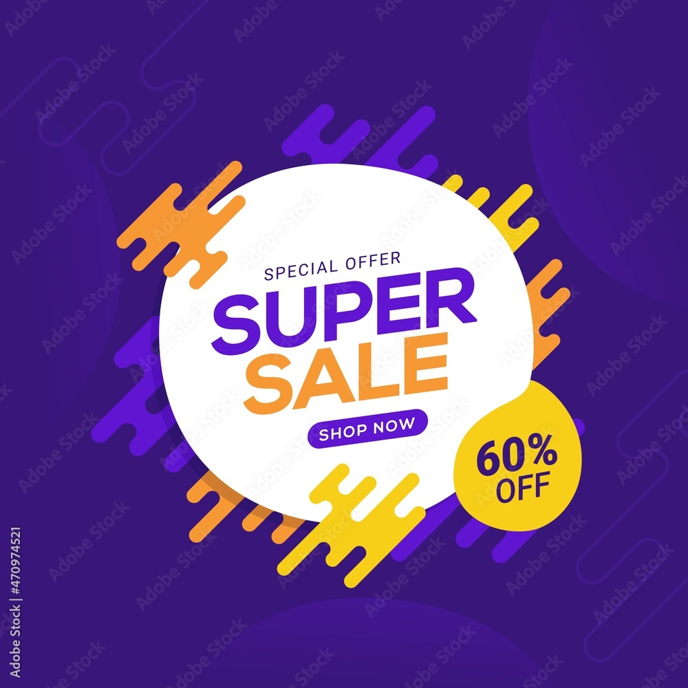 Sticker Super sale and discount promotion banner template vector illustration