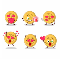Dalgona candy moon cartoon character with love cute emoticon