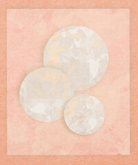 Abstract light beige pink paper tumbled texture circle background with space