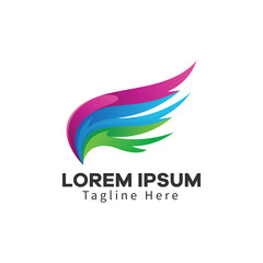 Colorful wings logo. Abstract design template Wings Logo. Wings icon. The modern wings logo fits the flying or freedom concept.
