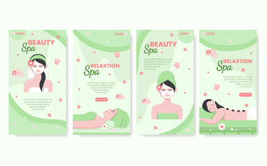 Spa and Massage Stories Editable of Square Background Illustration Suitable for Social media, Feed, Card, Greetings, Print and Web Internet Ads