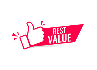 Best value label with thumb up icon.