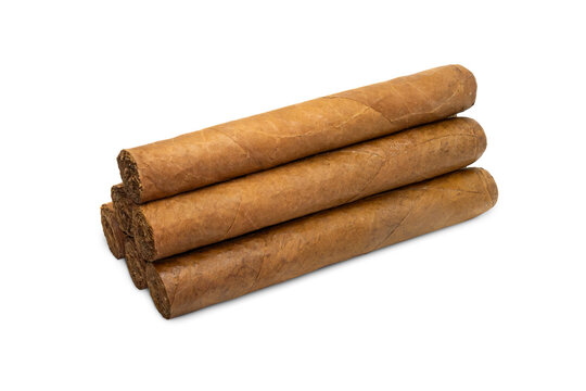 Cuban Cigars: Luxury hand made Cuban cigars on a white background. wealth and expensive habits.