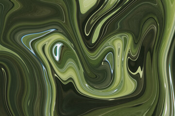 green army and sage deep color neutral  satin Ink Marble colorful abstract background liquid painting texture