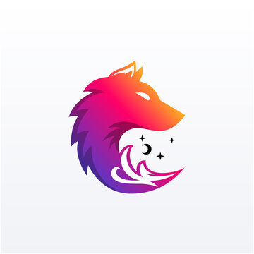 Wolf Waves at Night Logo design
