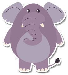 Chubby elephant animal cartoon sticker