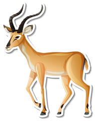 A sticker template of antelope cartoon character