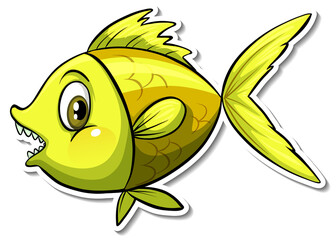 Yellow fish animal cartoon sticker