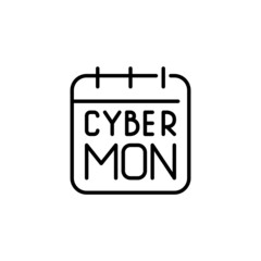 Cyber Monday sale icon. Date in a flip calendar. Pixel perfect, editable stroke