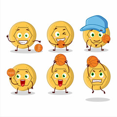 Talented dalgona candy pentagon cartoon character as a basketball athlete