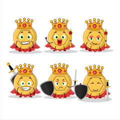 A Charismatic King dalgona candy pentagon cartoon character wearing a gold crown