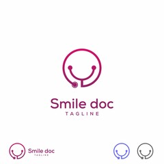 smile doctor logo design on isolated background. happy doctor logo
